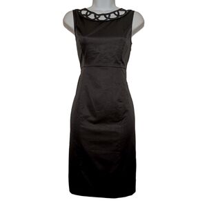 NEW MERONA Lattice Cut Neckline Sleeveless Sheath Black Cocktail Dress 2 (XS)